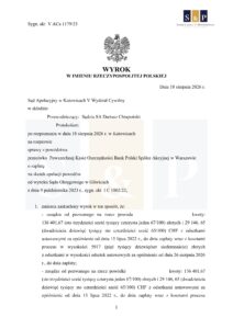 Skan wyroku – V ACa 1179/23